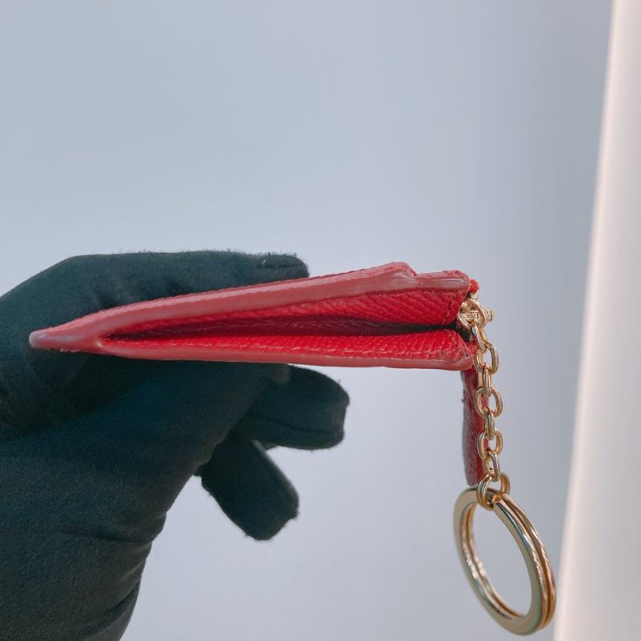 MS0765 Coach 蔻馳拉鍊卡夾 Skinny ID Case With Ring Calfskin Red-16