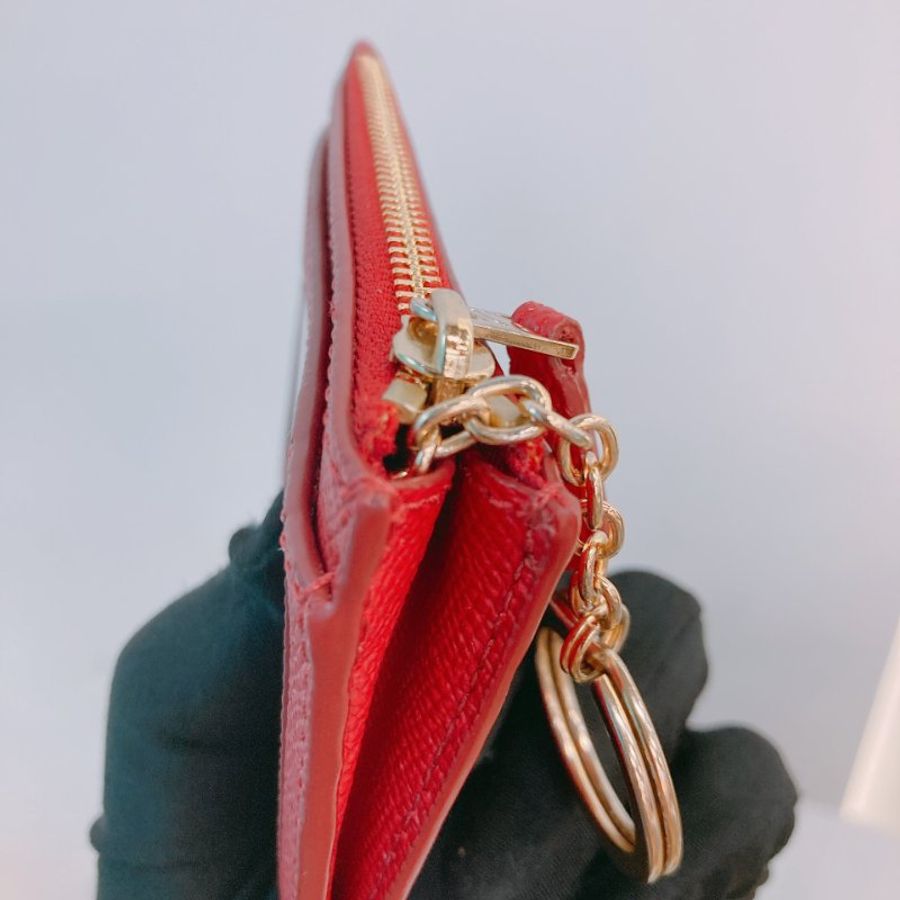 MS0765 Coach 蔻馳拉鍊卡夾 Skinny ID Case With Ring Calfskin Red-18