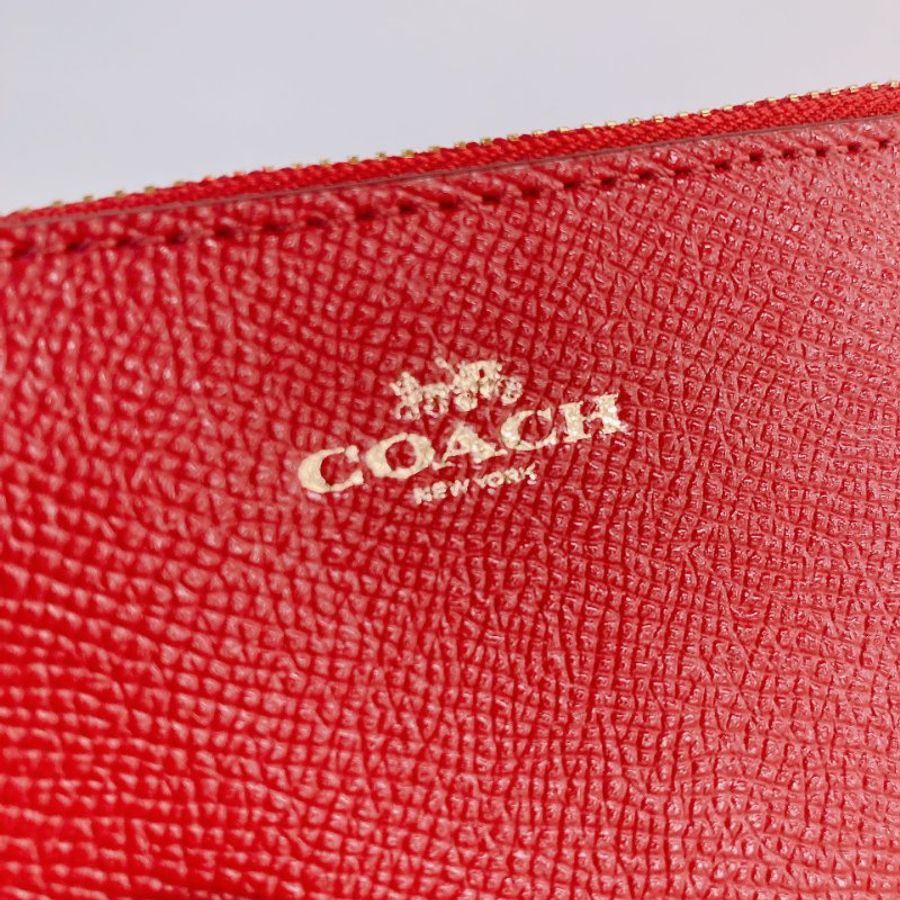 MS0765 Coach 蔻馳拉鍊卡夾 Skinny ID Case With Ring Calfskin Red-21
