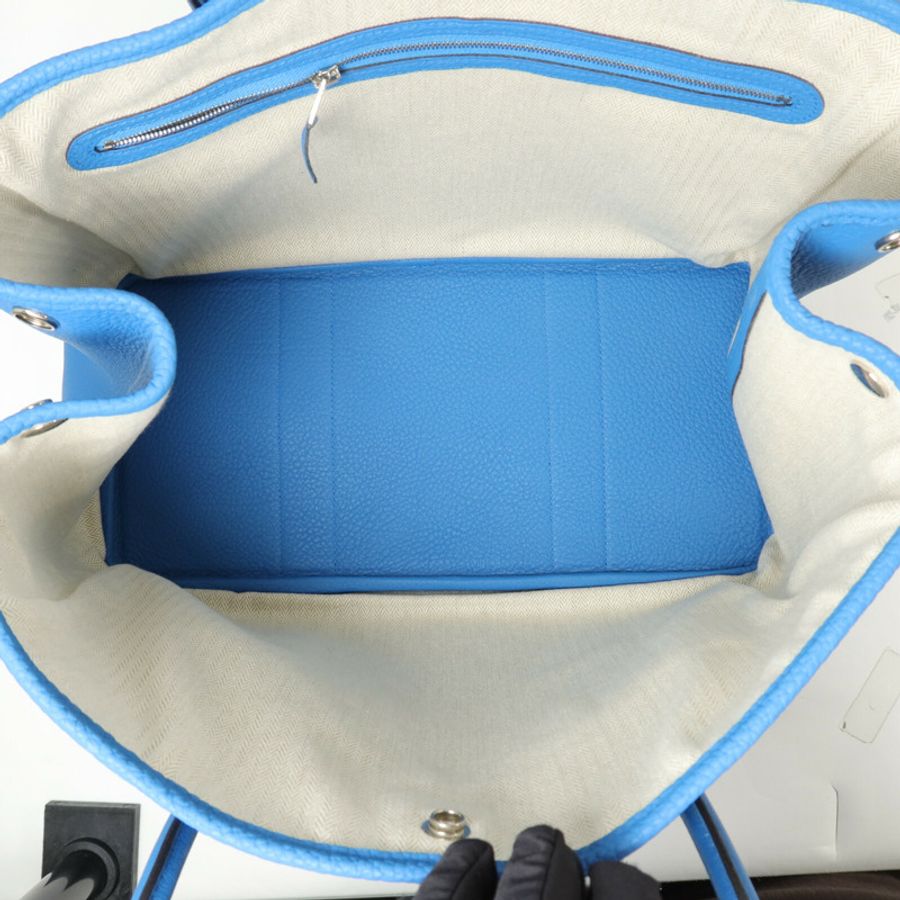 HERMES Negonda皮革Garden Party PM手挽袋Bleu Zanzibar-4