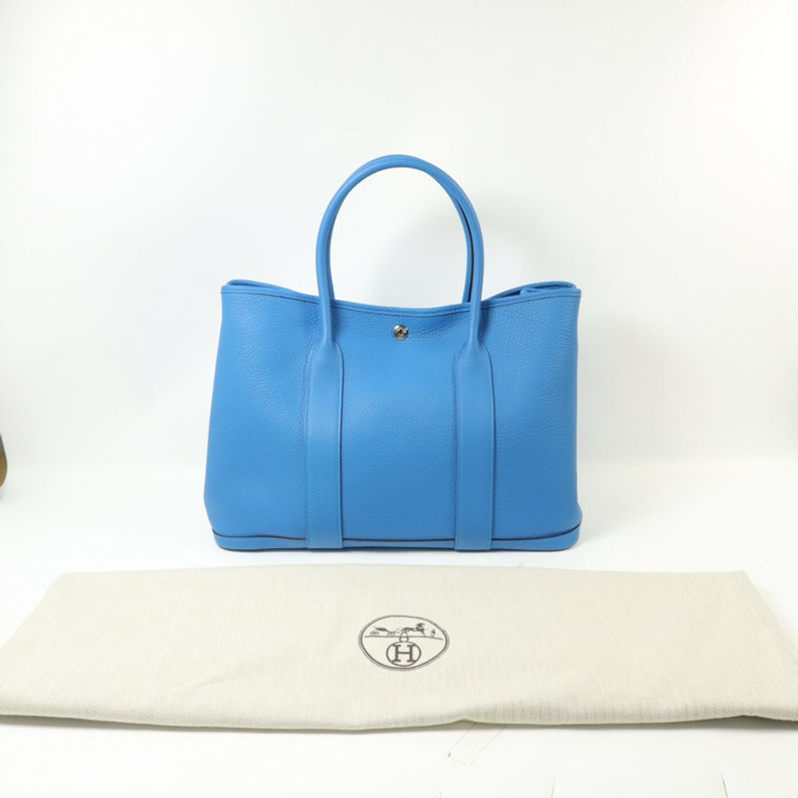 HERMES Negonda皮革Garden Party PM手挽袋Bleu Zanzibar-5