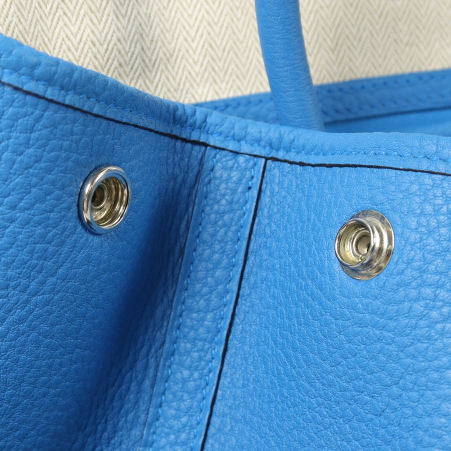 HERMES Negonda皮革Garden Party PM手挽袋Bleu Zanzibar-7