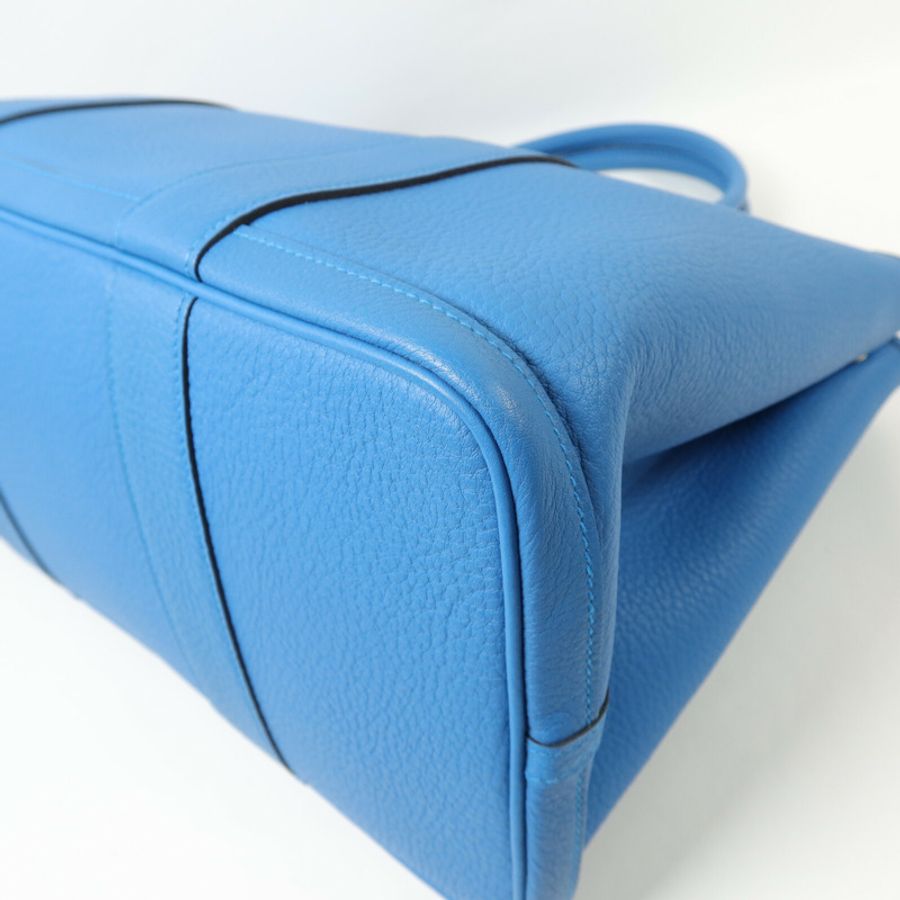 HERMES Negonda皮革Garden Party PM手挽袋Bleu Zanzibar-12
