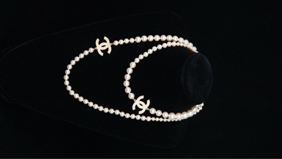 Chanel 14年100周年珍珠cc毛衣链长项链-1