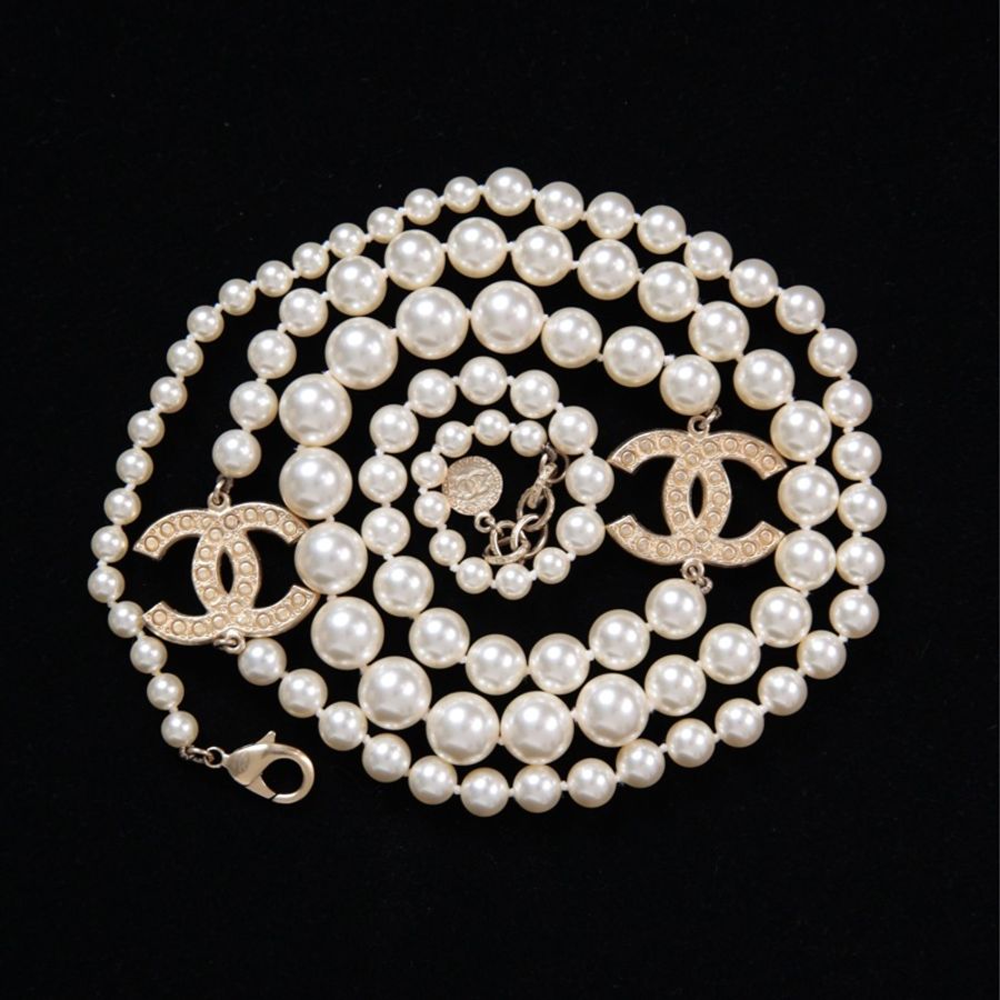 Chanel 14年100周年珍珠cc毛衣链长项链-6