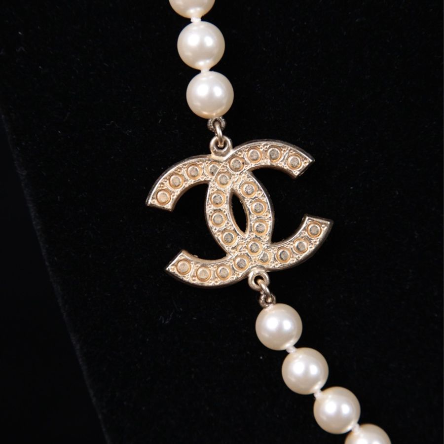 Chanel 14年100周年珍珠cc毛衣链长项链-12