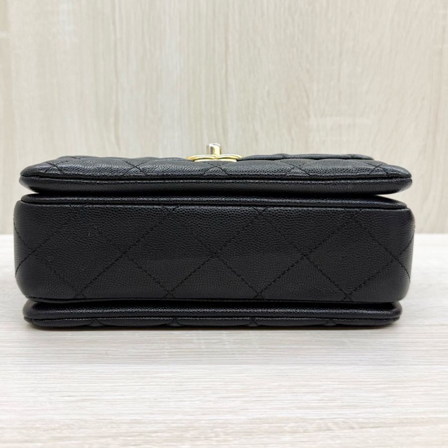 CHANEL🖤黑金荔枝牛皮雙鏈口蓋包AS3580-14