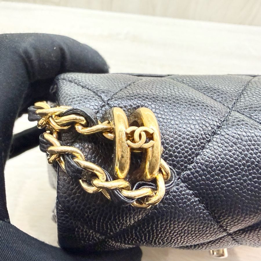 CHANEL🖤黑金荔枝牛皮雙鏈口蓋包AS3580-16