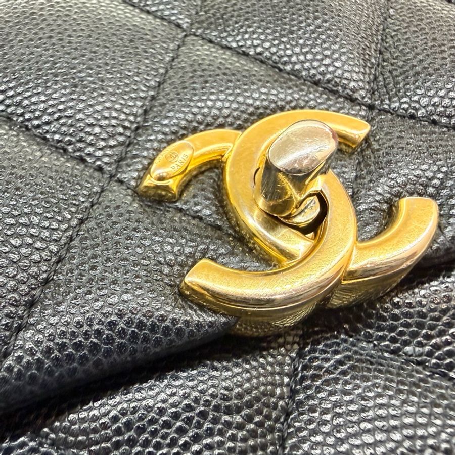 CHANEL🖤黑金荔枝牛皮雙鏈口蓋包AS3580-19