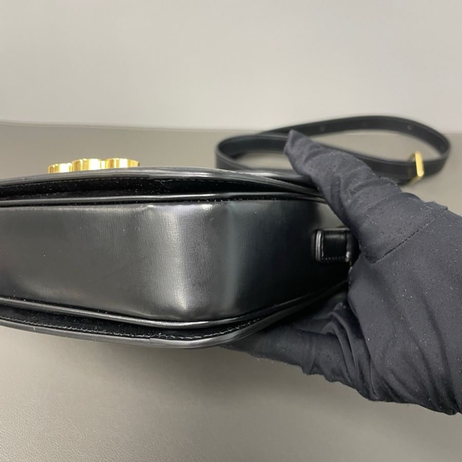 賽琳/Celine teen triomphe凱旋門box豆腐包斜背包 黑色牛皮 金色雙C扣-8