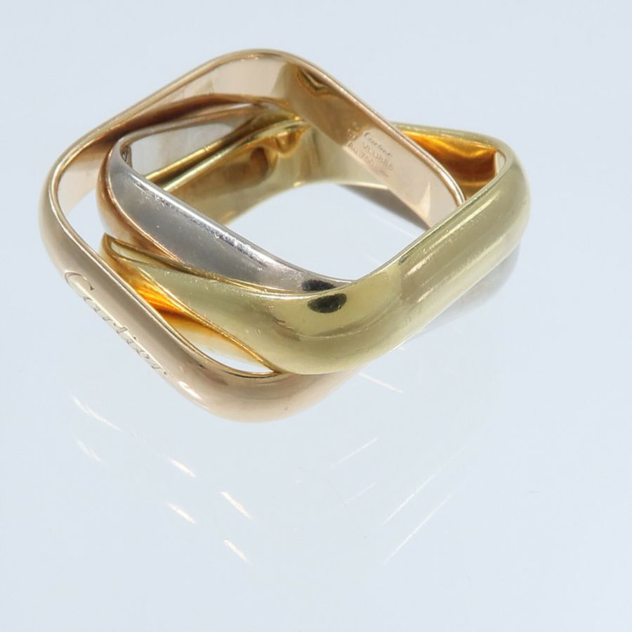 CARTIER 18K玫瑰金/黃金/白金Trinity Cushion-Shaped Ring Large戒指-5