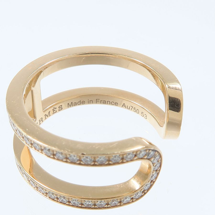 HERMES 18K玫瑰金Ever Chaine d'ancre Ring鑽石戒指-4