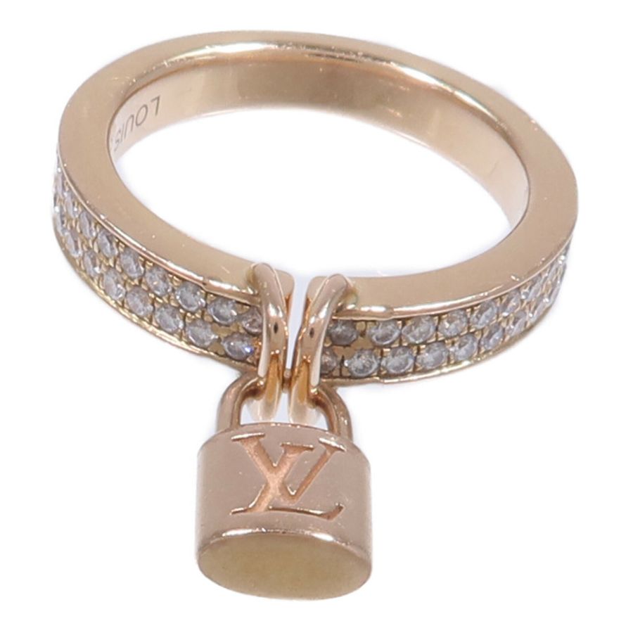 LOUIS VUITTON 18K玫瑰金Lockit Diamond Ring鑽石戒指-1