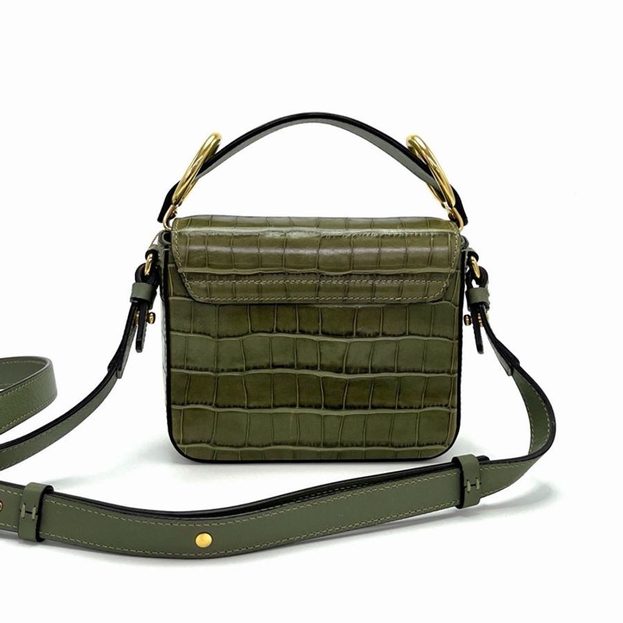 【威選精品】💚 CHLOÉ C Bag 鱷魚壓紋手提／肩背／斜背包｜墨綠金扣 經典 C Logo 💚-2