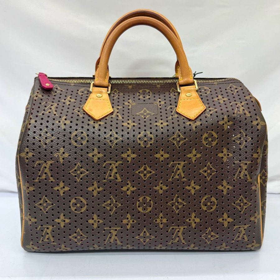 LOUIS VUITTON Monogram Perforated 2006限定款 老花穿孔打洞/桃紅內襯 Speedy 30 波士頓包M95180-1