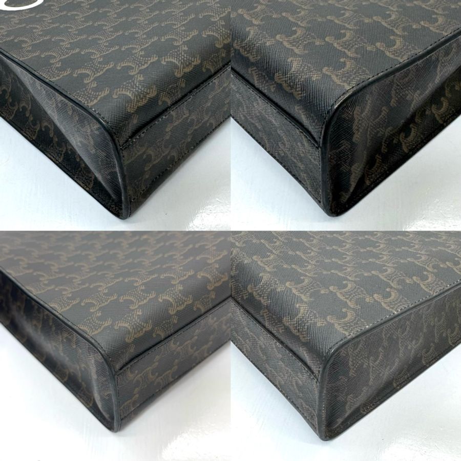 CELINE 思琳 Vertical Cabas 經典凱旋門老花 / 帆布 直式小號兩用托特包-3