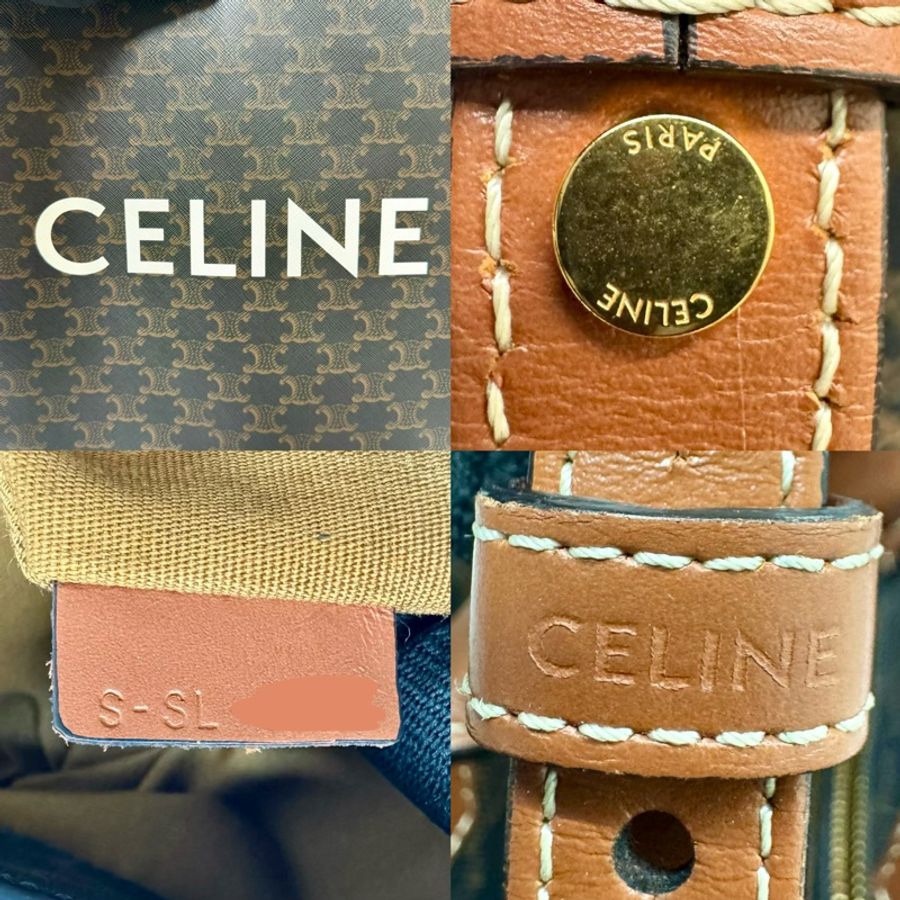 CELINE 思琳 Vertical Cabas 經典凱旋門老花 / 帆布 直式小號兩用托特包-7