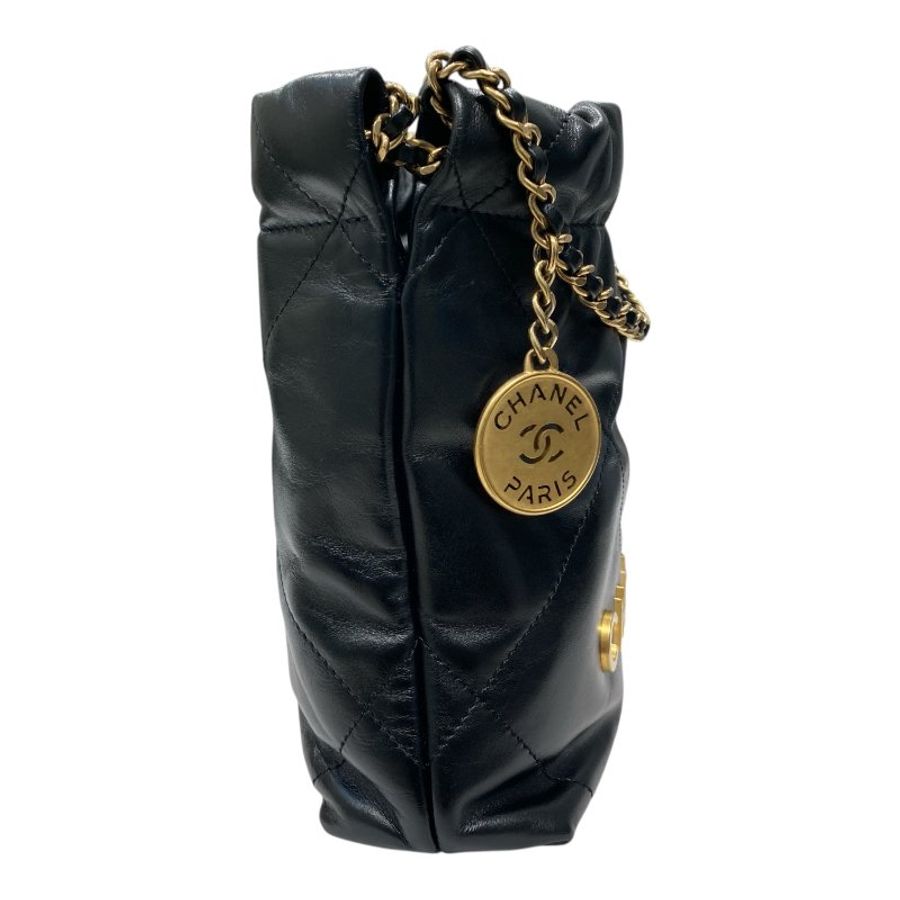 CHANEL 香奈兒 Mini 22 Bag 羊皮 黑色 金釦-3