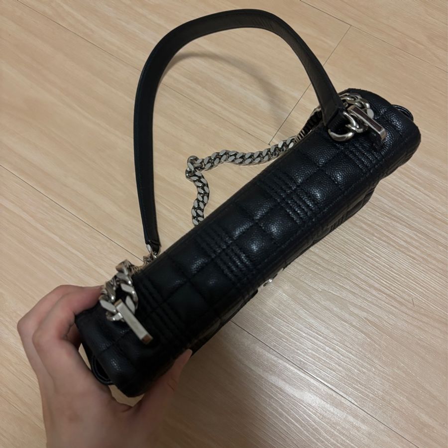 Burberry lola銀字logo格紋 羔羊皮鏈 翻蓋肩背/斜背包-3
