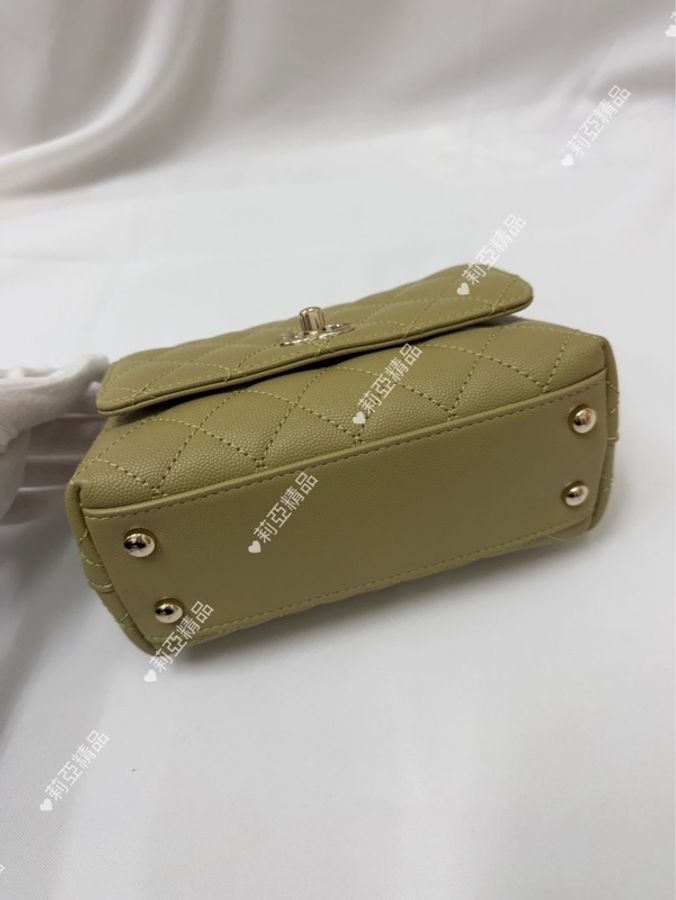 莉亞精品♡ Chanel AS2215 mini handle 芥末黃金釦 二手美包-7
