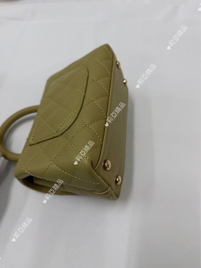 莉亞精品♡ Chanel AS2215 mini handle 芥末黃金釦 二手美包-11