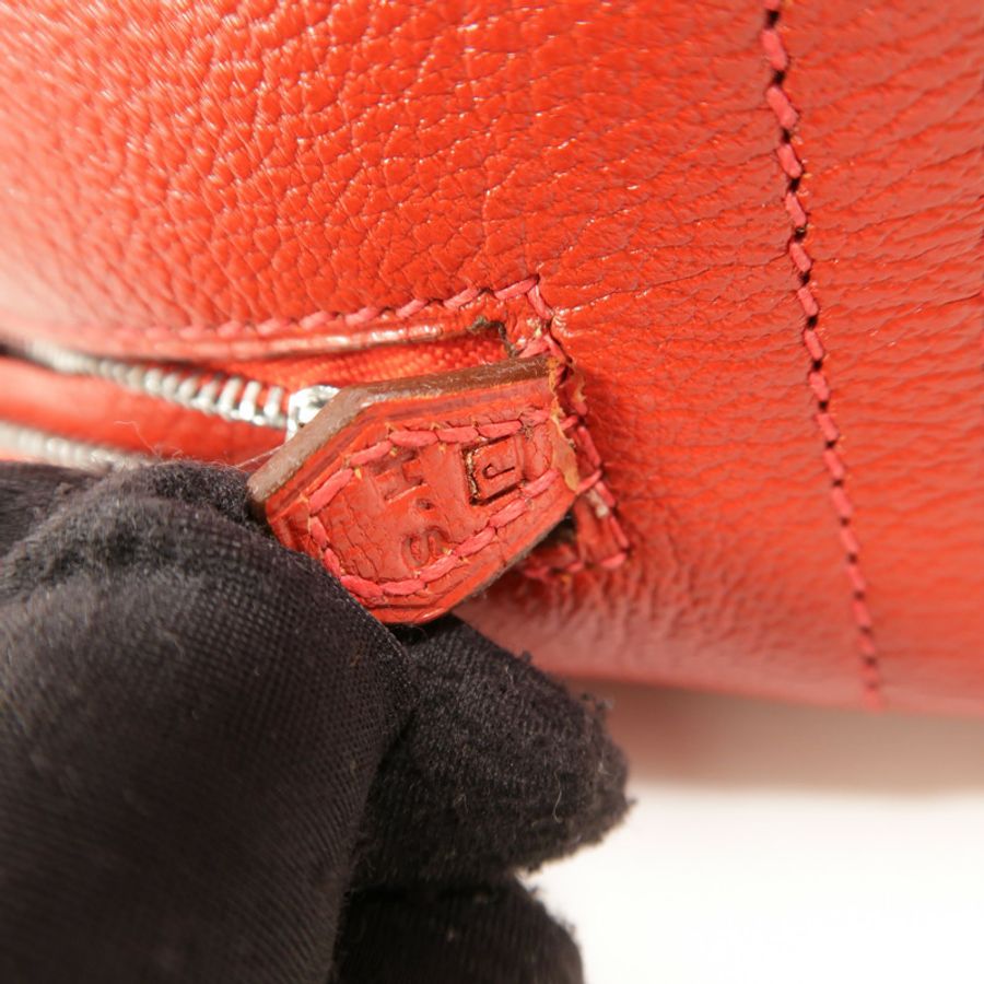 HERMES Chevre皮革Mini Plume手挽袋Rouge Garance-6