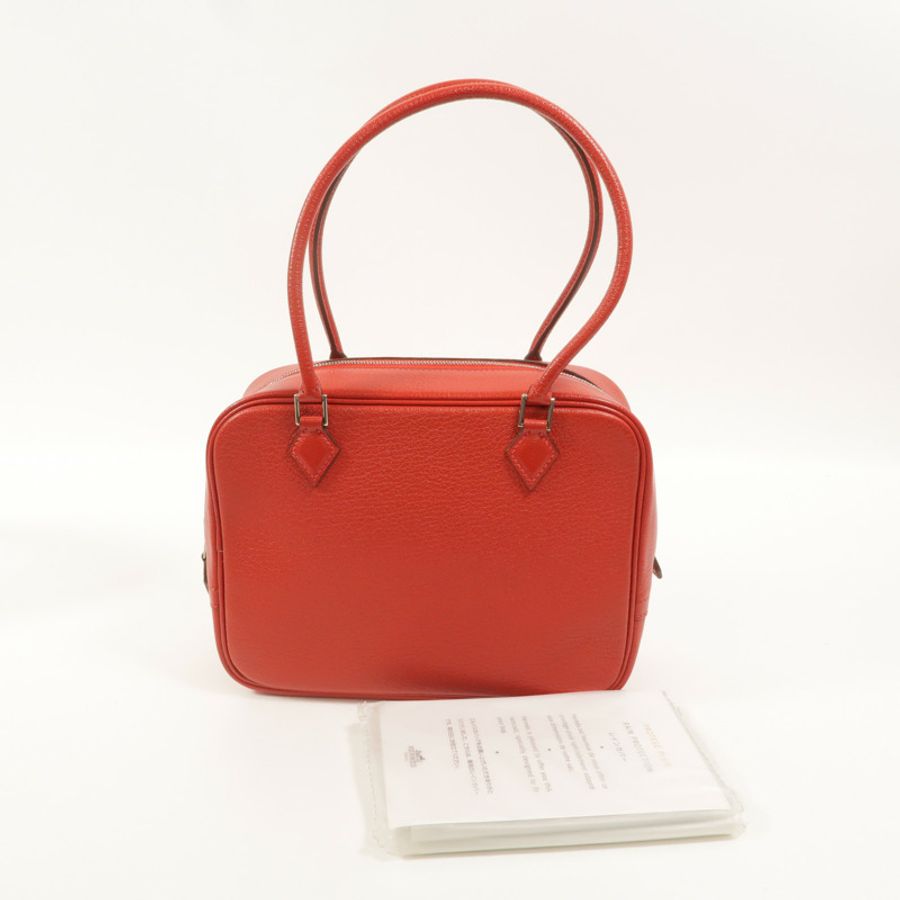 HERMES Chevre皮革Mini Plume手挽袋Rouge Garance-7