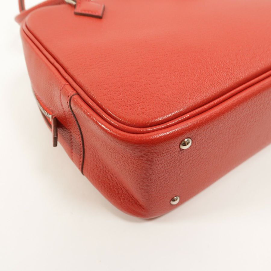 HERMES Chevre皮革Mini Plume手挽袋Rouge Garance-11