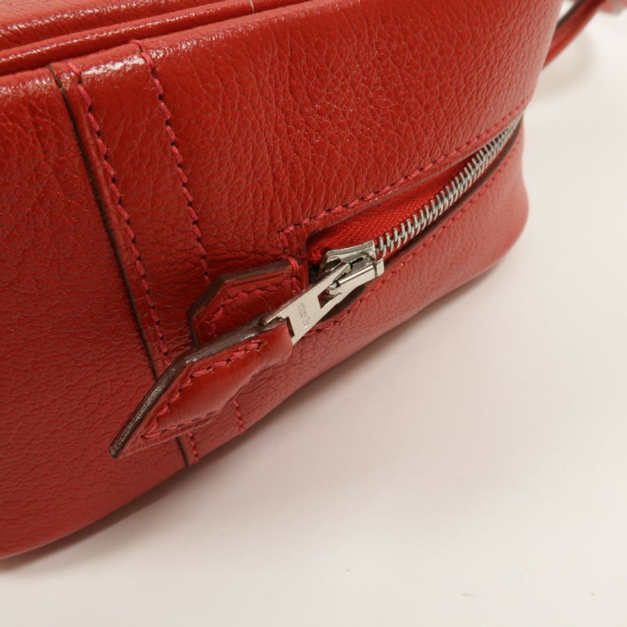 HERMES Chevre皮革Mini Plume手挽袋Rouge Garance-14