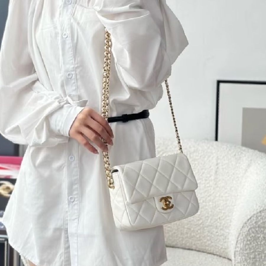 🈶購證99新🆕熱賣款🦢Chanel香奈兒白金21k珍珠調節扣方胖子鏈條單肩斜挎包🫧-0
