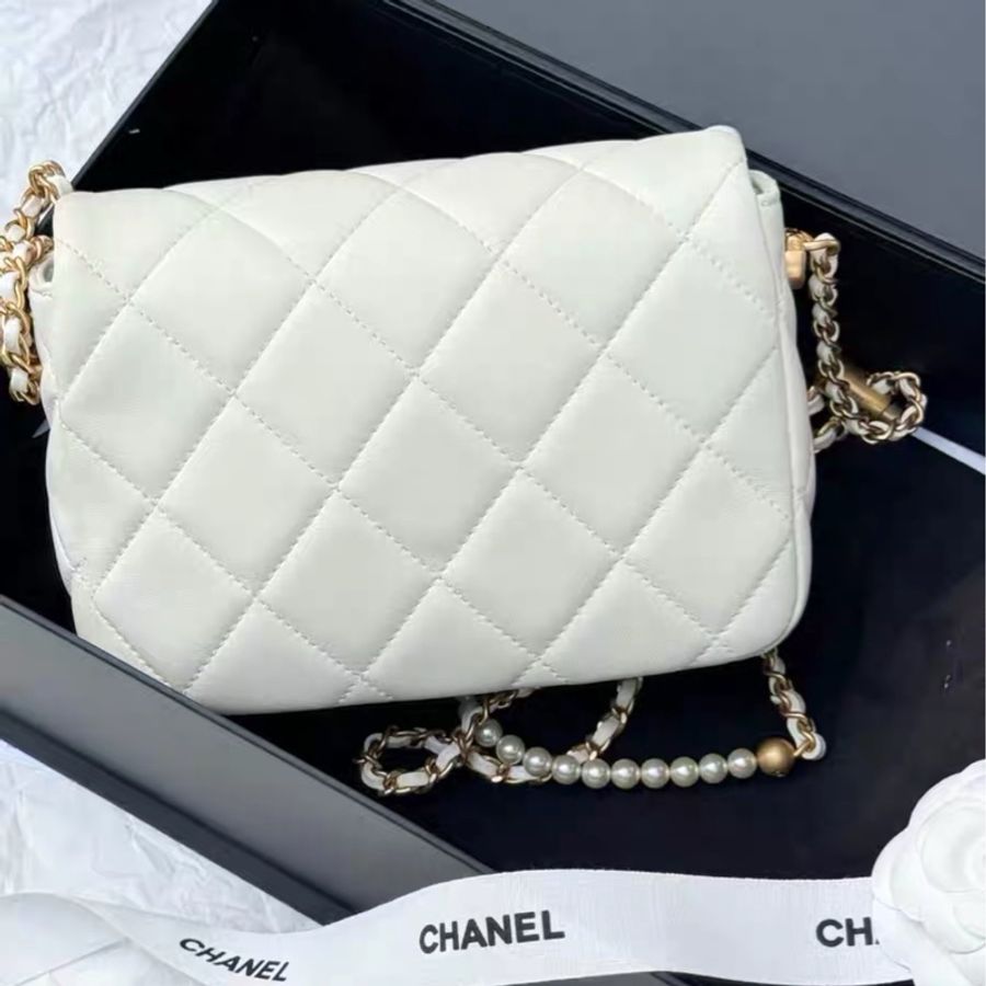 🈶購證99新🆕熱賣款🦢Chanel香奈兒白金21k珍珠調節扣方胖子鏈條單肩斜挎包🫧-8