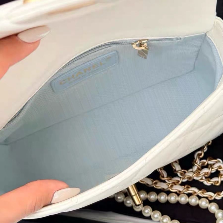 🈶購證99新🆕熱賣款🦢Chanel香奈兒白金21k珍珠調節扣方胖子鏈條單肩斜挎包🫧-12