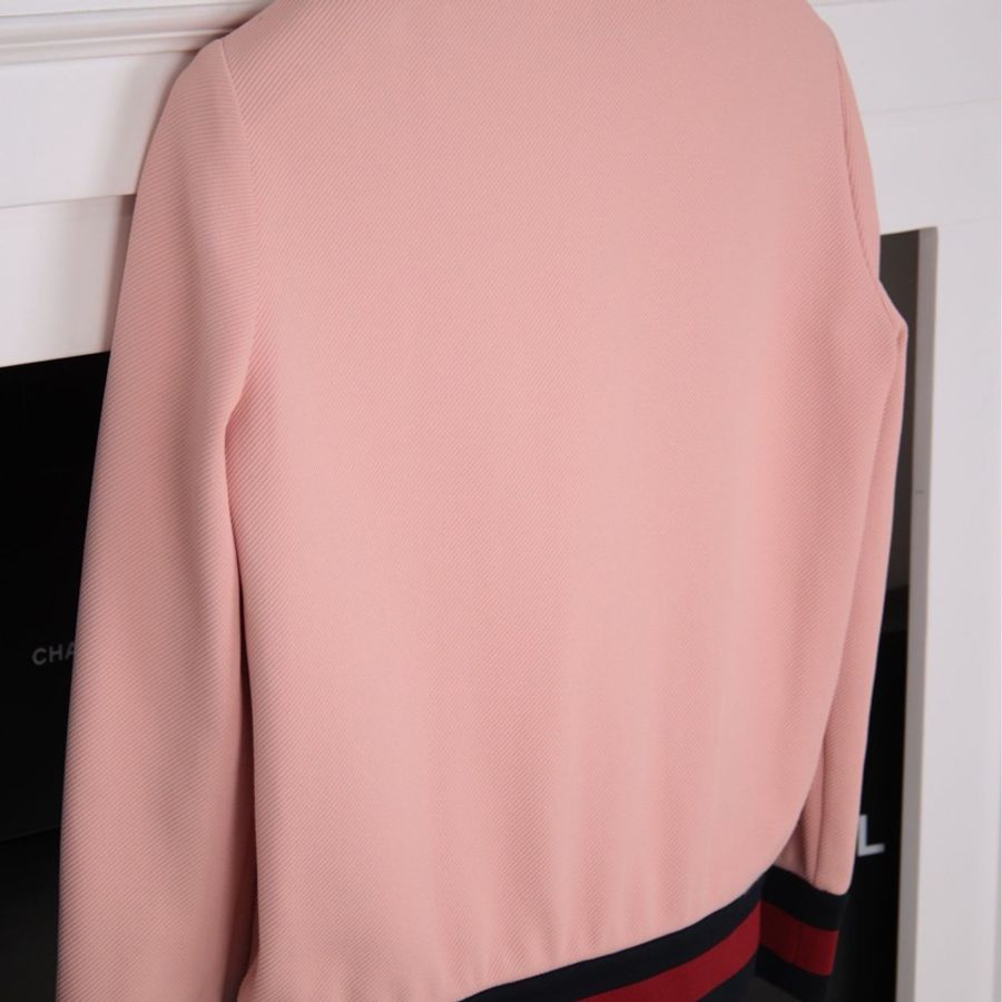 Gucci 粉色花边高尔夫运动棒球服外套上衣半裙套装-6
