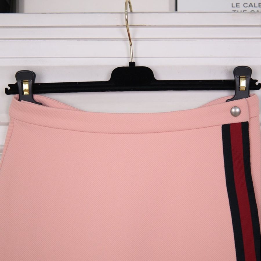 Gucci 粉色花边高尔夫运动棒球服外套上衣半裙套装-28