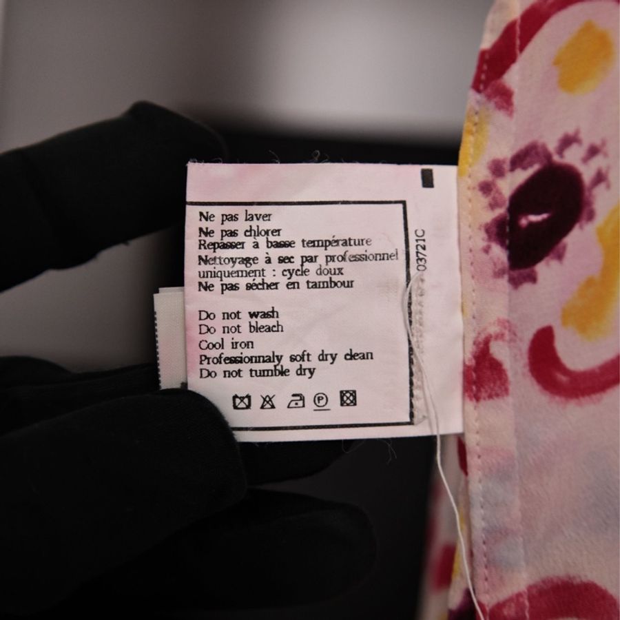 Chanel 粉彩色真丝花卉涂鸦长袖衬衫上衣外套-21
