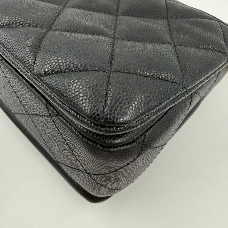 CHANEL - 黑色金釦牛皮雙鍊下蓋肩側背包-14