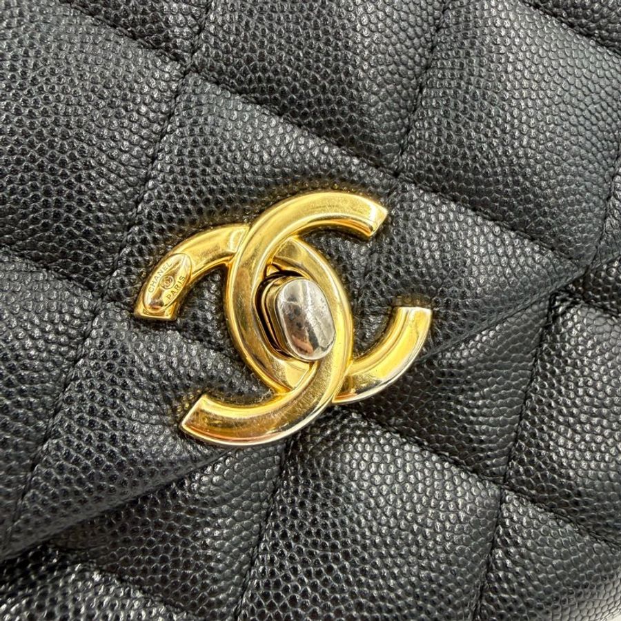 CHANEL - 黑色金釦牛皮雙鍊下蓋肩側背包-24