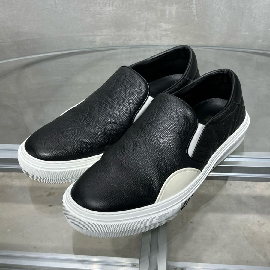 LOUIS VUITTON/路易威登 LV Ollie NBA聯名 黑色浮雕一腳蹬 尺碼/UK7.5 41.5碼-0