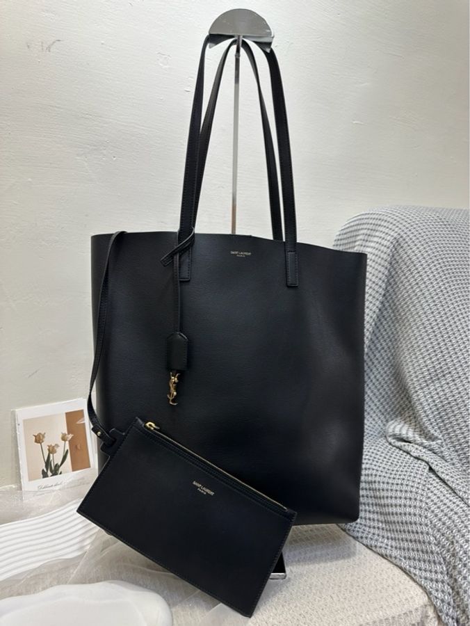 YSL Saint Laurent 聖羅蘭Shopping Tote 黑色 牛皮 托特包-0