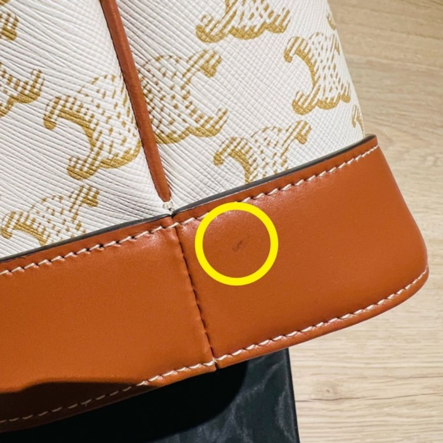 Celine 凱旋門滿版老花小號水桶包（白色）-8
