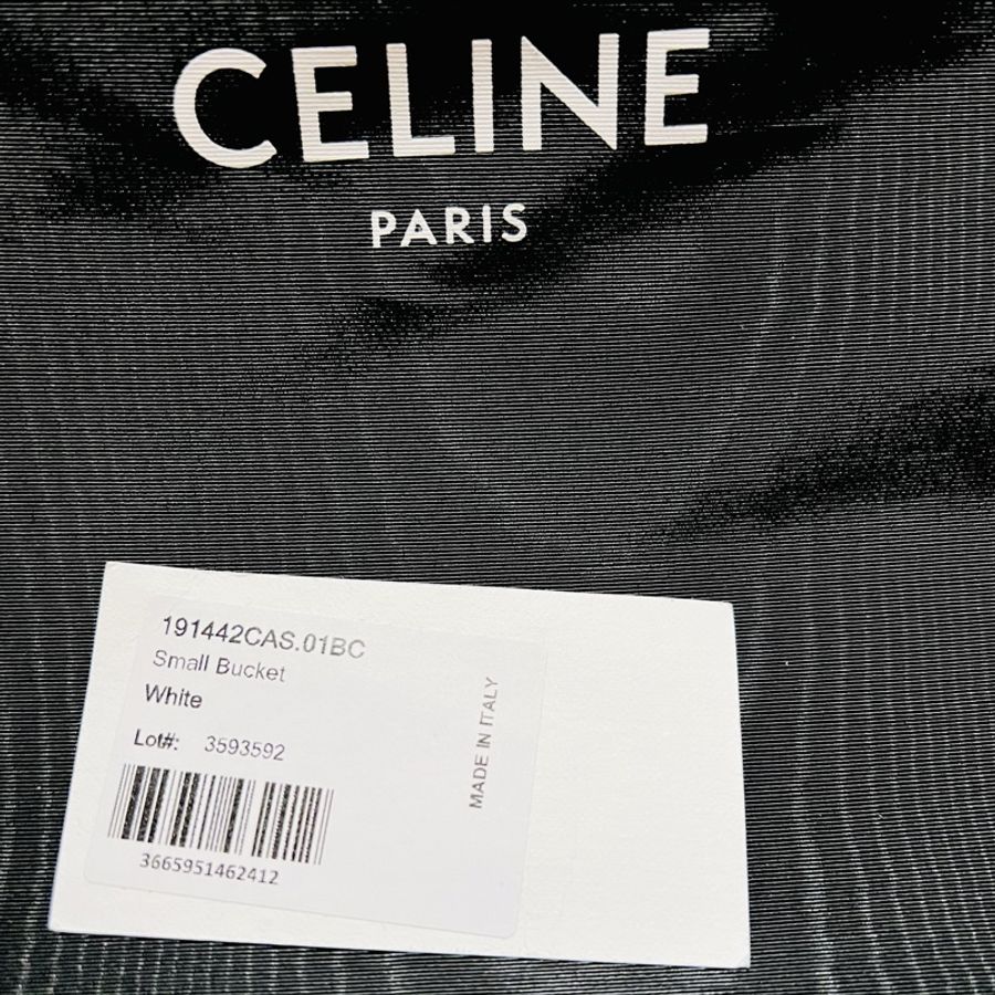 Celine 凱旋門滿版老花小號水桶包（白色）-22