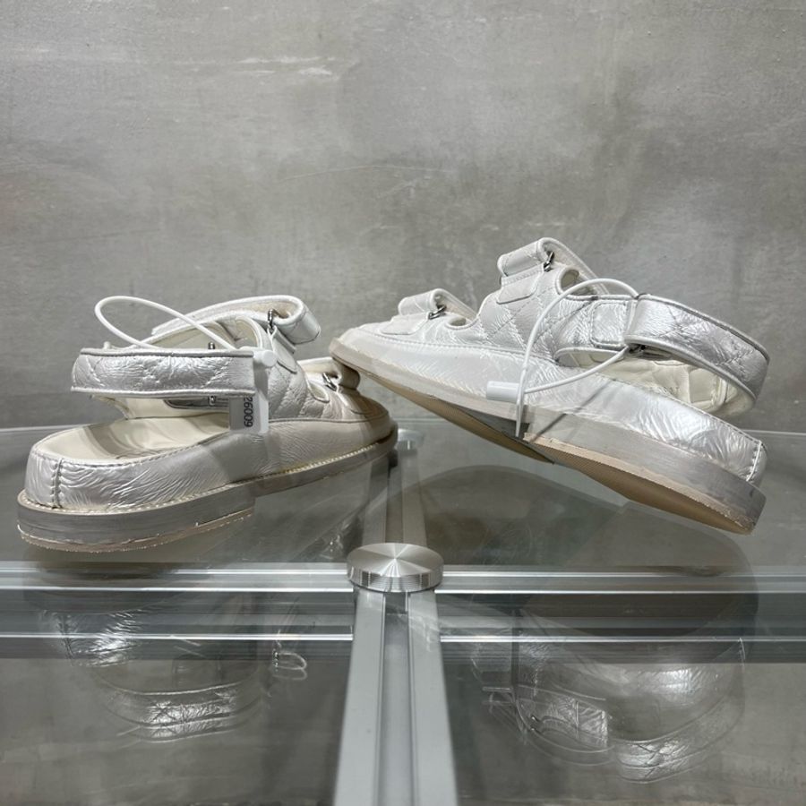 Chanel/香奈兒 雙C銀扣 魔術貼涼鞋 尺碼/37碼-4