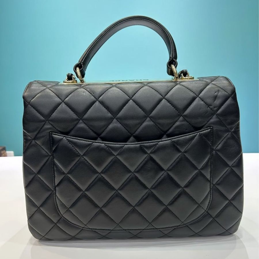 Chanel香奈兒 Trendy CC 黑金大號 手提包 經典菱格紋 金扣 鐳射23開-2