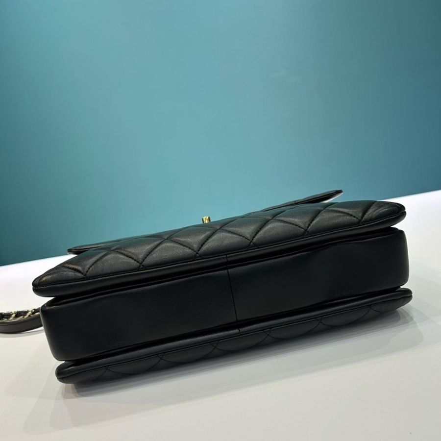 Chanel香奈兒 Trendy CC 黑金大號 手提包 經典菱格紋 金扣 鐳射23開-4