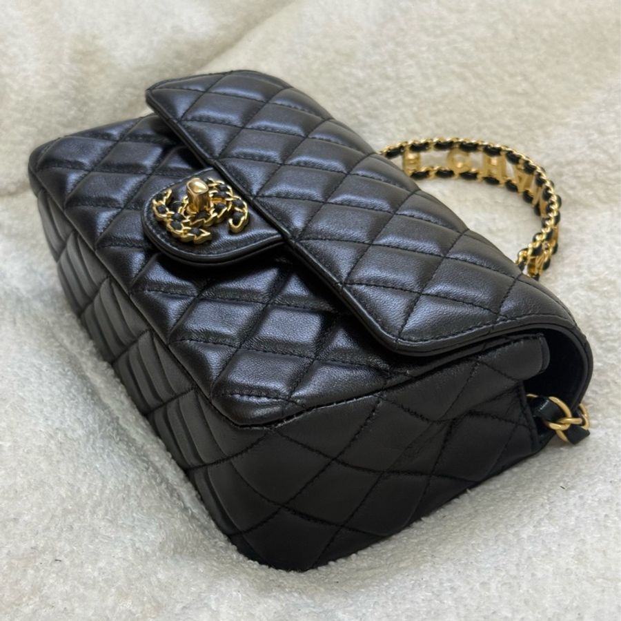Chanel mini coco 20 黑金鏤空字母手柄 ✨最新晶片款-3