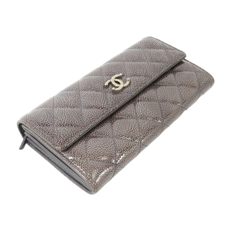 CHANEL 漆皮皮革Long Wallet銀扣長錢包-2