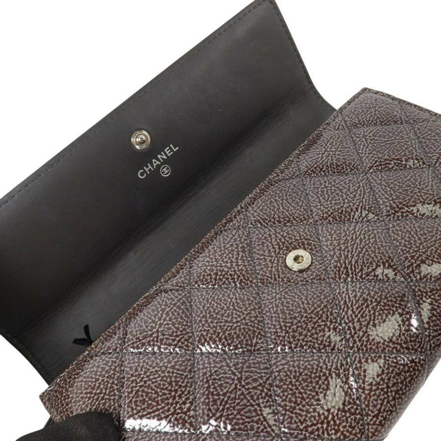 CHANEL 漆皮皮革Long Wallet銀扣長錢包-15