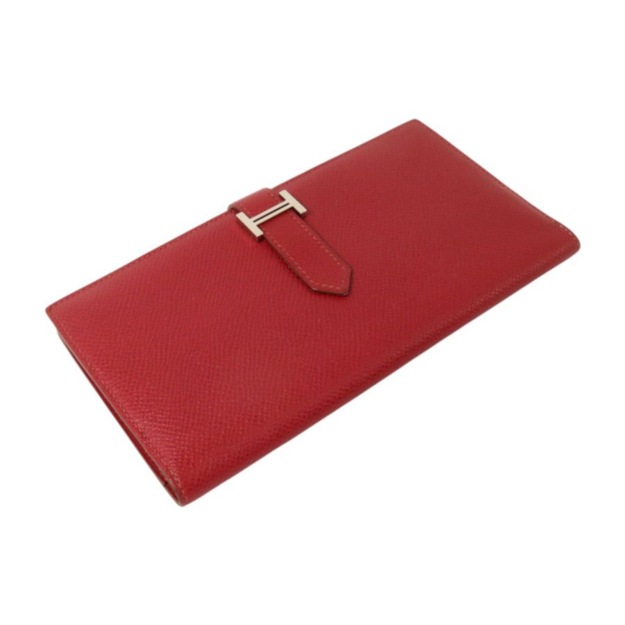 HERMES Epsom皮革Bearn Long Wallet銀扣長錢包Rouge Grenade-2