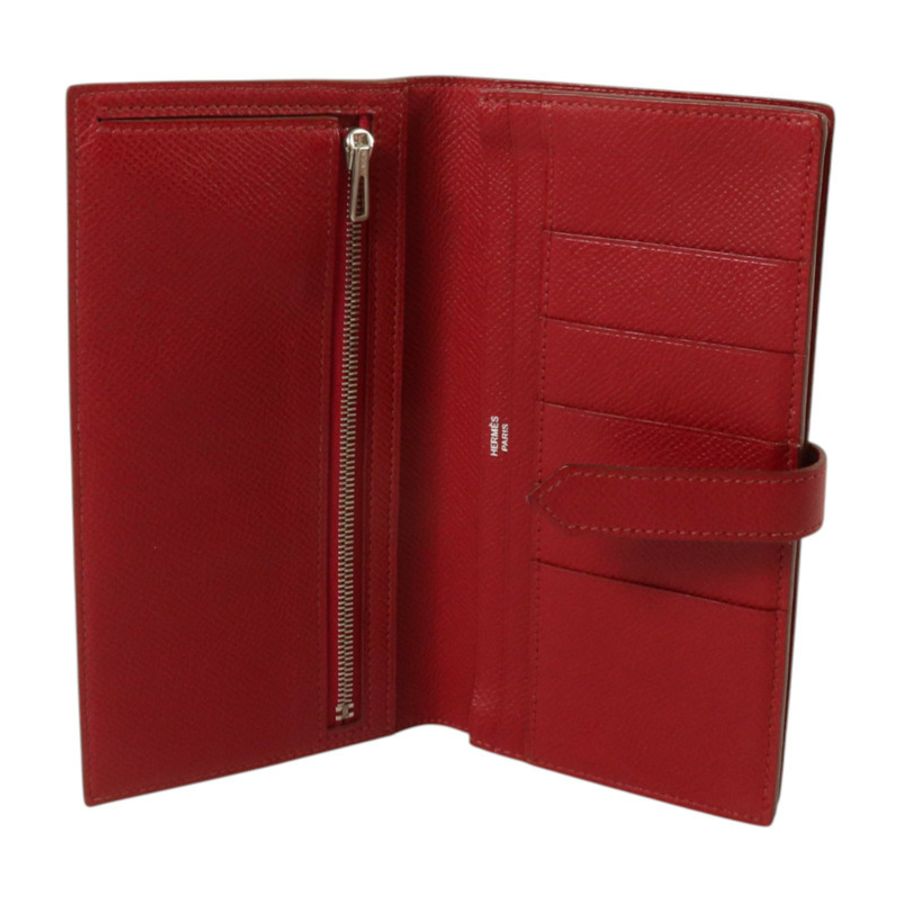 HERMES Epsom皮革Bearn Long Wallet銀扣長錢包Rouge Grenade-4