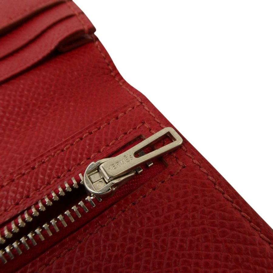 HERMES Epsom皮革Bearn Long Wallet銀扣長錢包Rouge Grenade-7